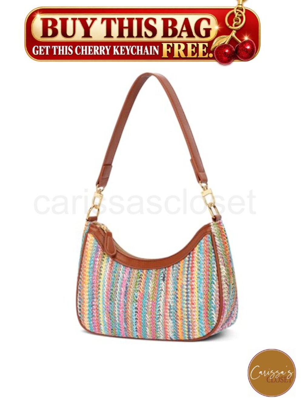 ✨ Woven Straw Hobo Shoulder Bag with Gold Chain Crossbody